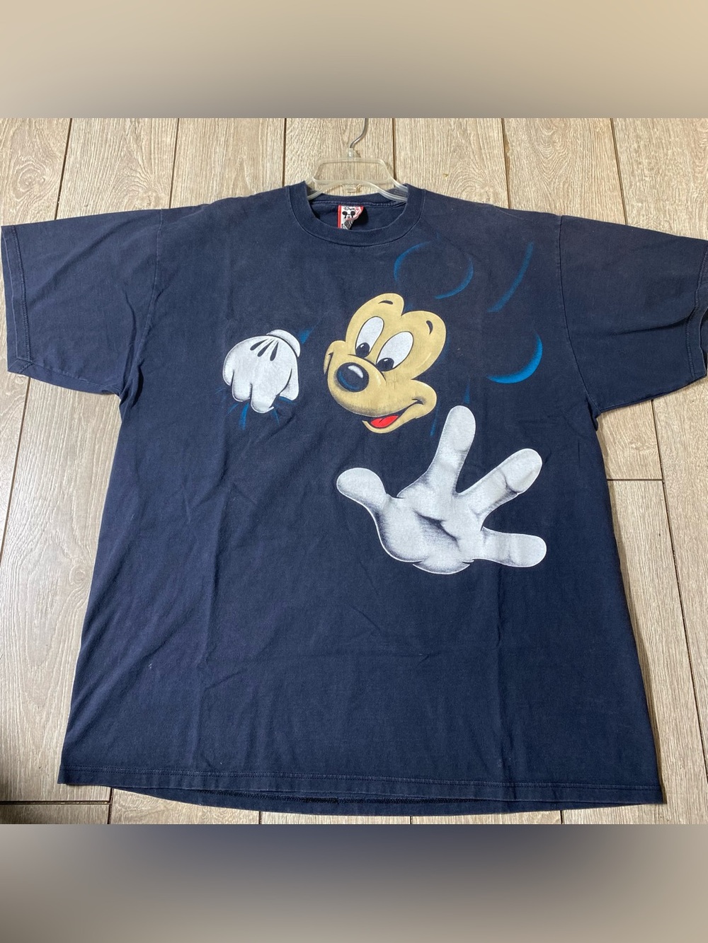 Vintage Disney Designs 90s XL Faded Black Double Sided Big Mickey Graphic Print